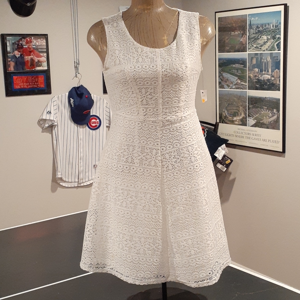 NWT Notations White LACEY Lined Dress Petite NWT - Picture 1 of 15
